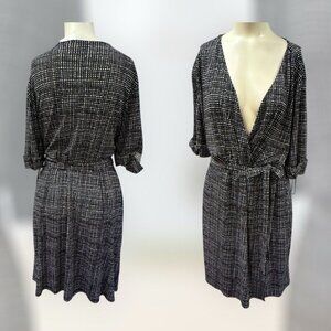 Apt.9,Woman,Woman,Dress,Black-White,Size XL,V Neck,Knee Length,Long Sleeve.!